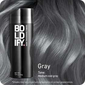Boldify Hair Fibers applied to crown for instant volume.