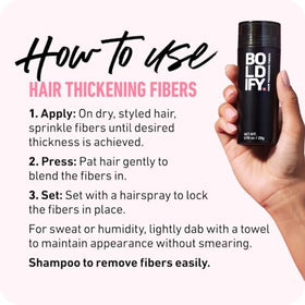 Boldify Hair Fibers simple removal with one shampoo.