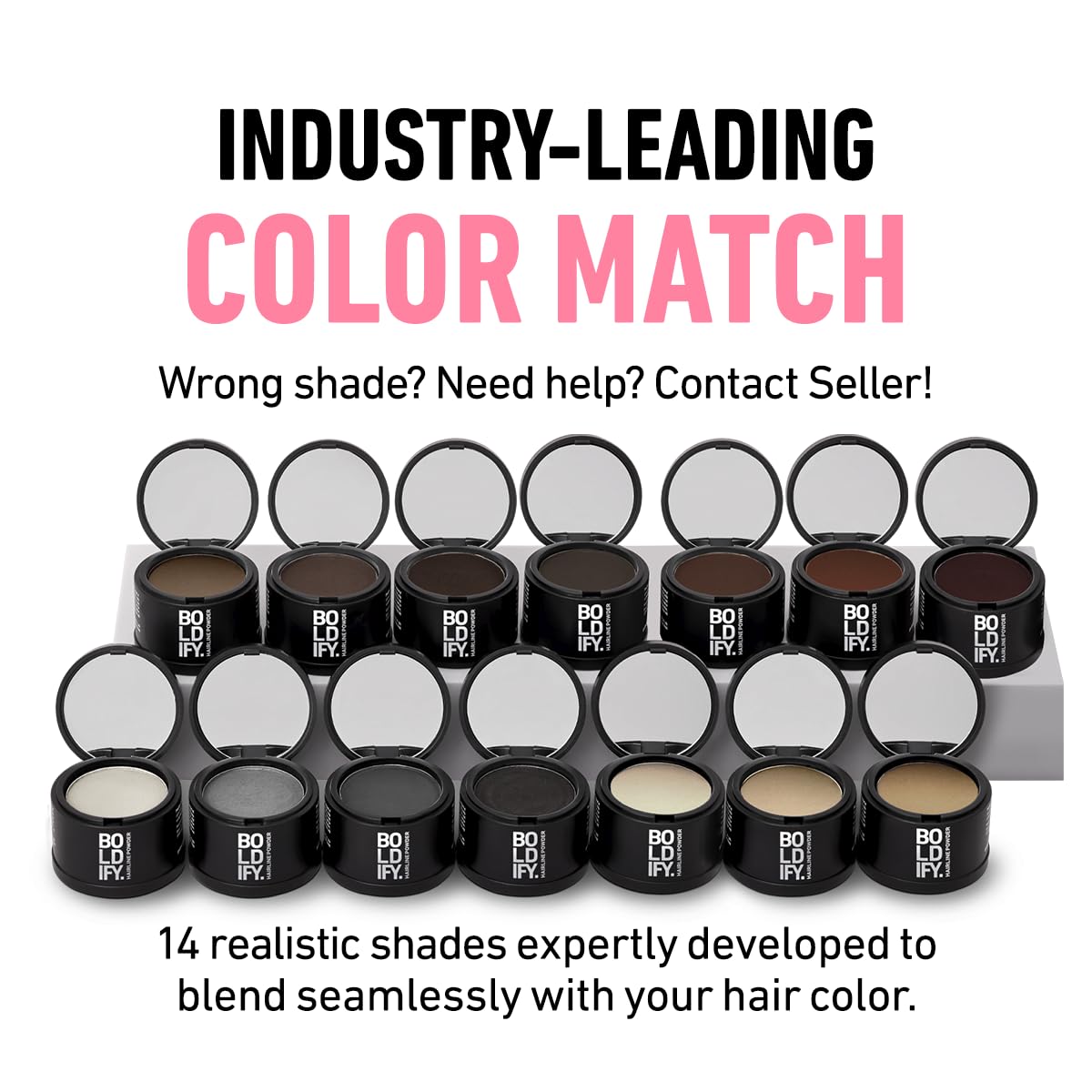 Boldify Hairline Powder dark auburn swatches for a seamless shade match.