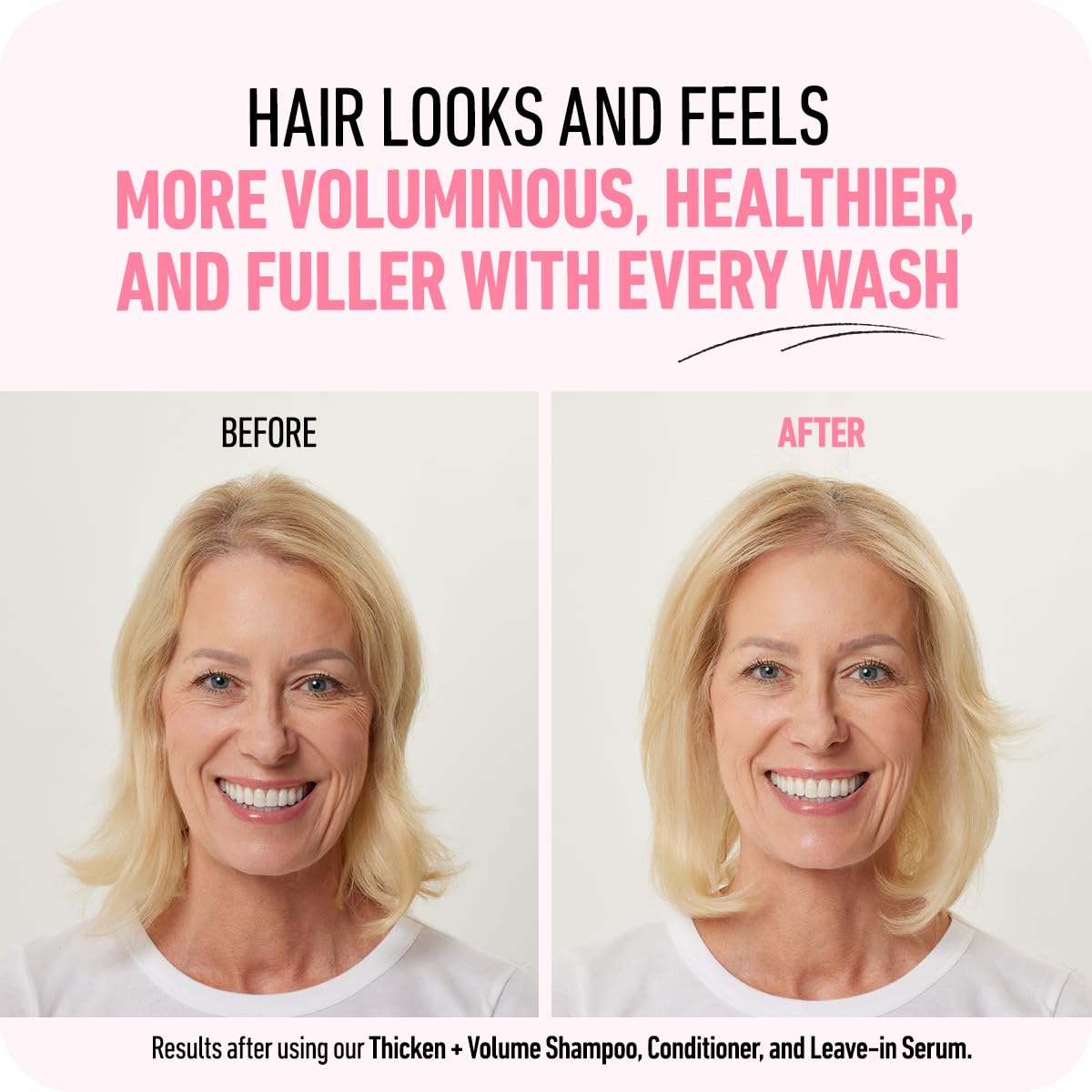 Boldify Thicken Volume Conditioner soft-shine finish adds natural luster.