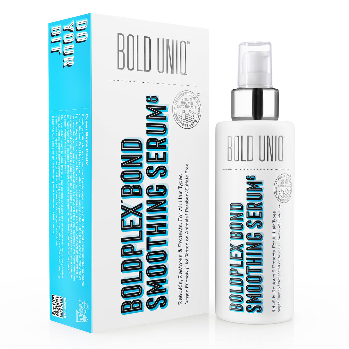 Bold UNIQ Boldplex 6 Hair Serum bottle on vanity offering hydrating protection.