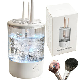 BomCot electric makeup brush cleaner front view highlighting compact design for easy storage