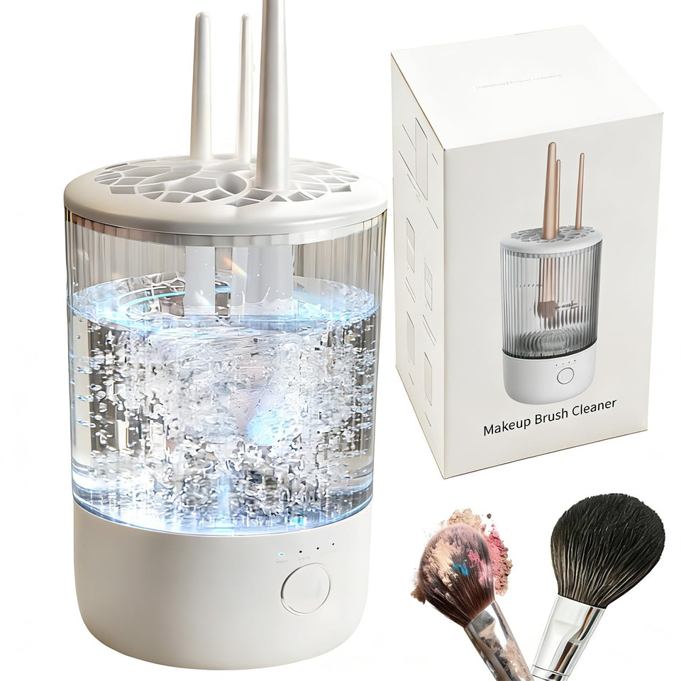 BomCot electric makeup brush cleaner front view highlighting compact design for easy storage