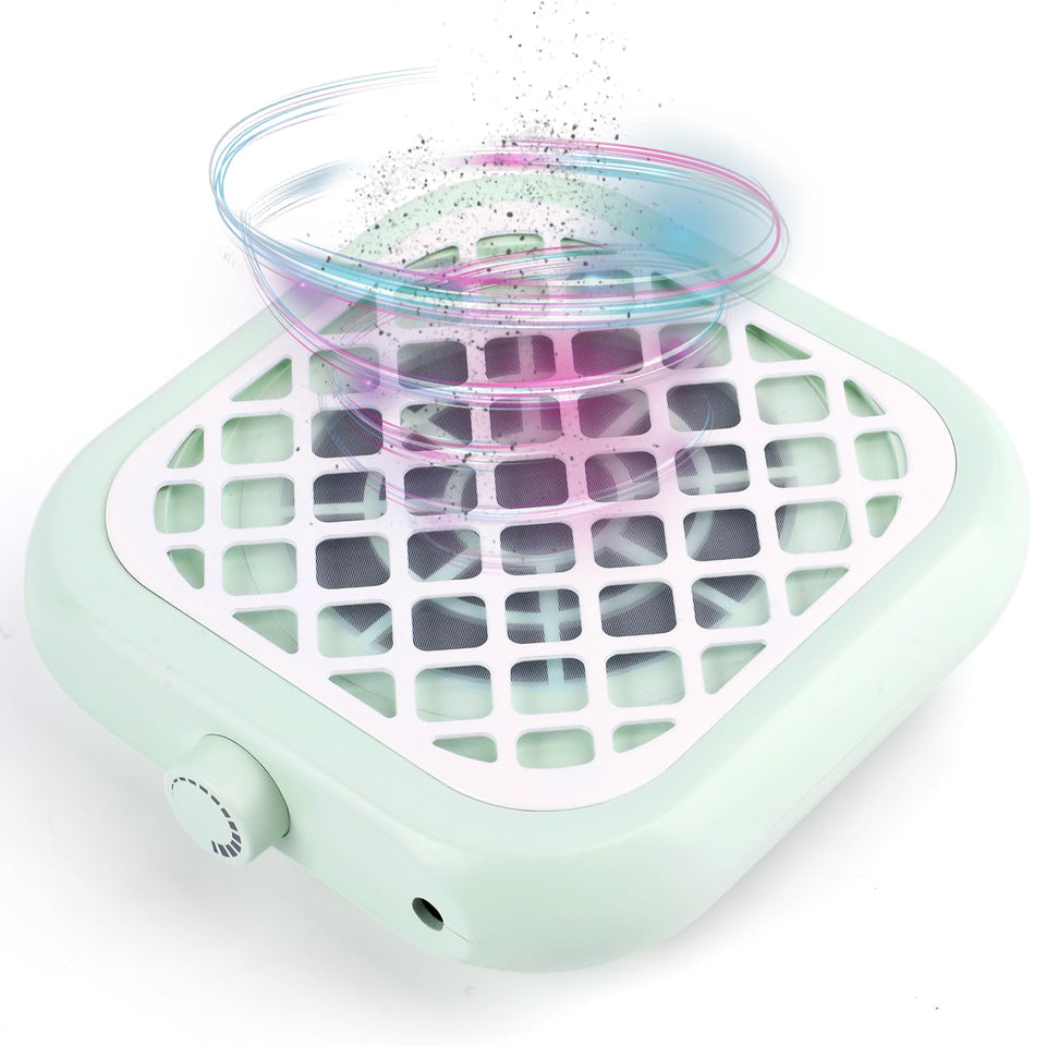 BOMOQING Mini Nail Dust Collector shows compact size for on the go use.