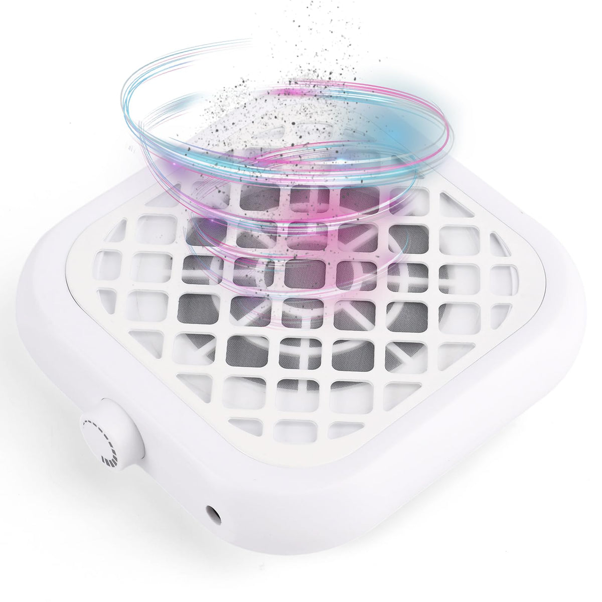 BOMOQING mini nail dust collector front view showing compact design ideal for small spaces.