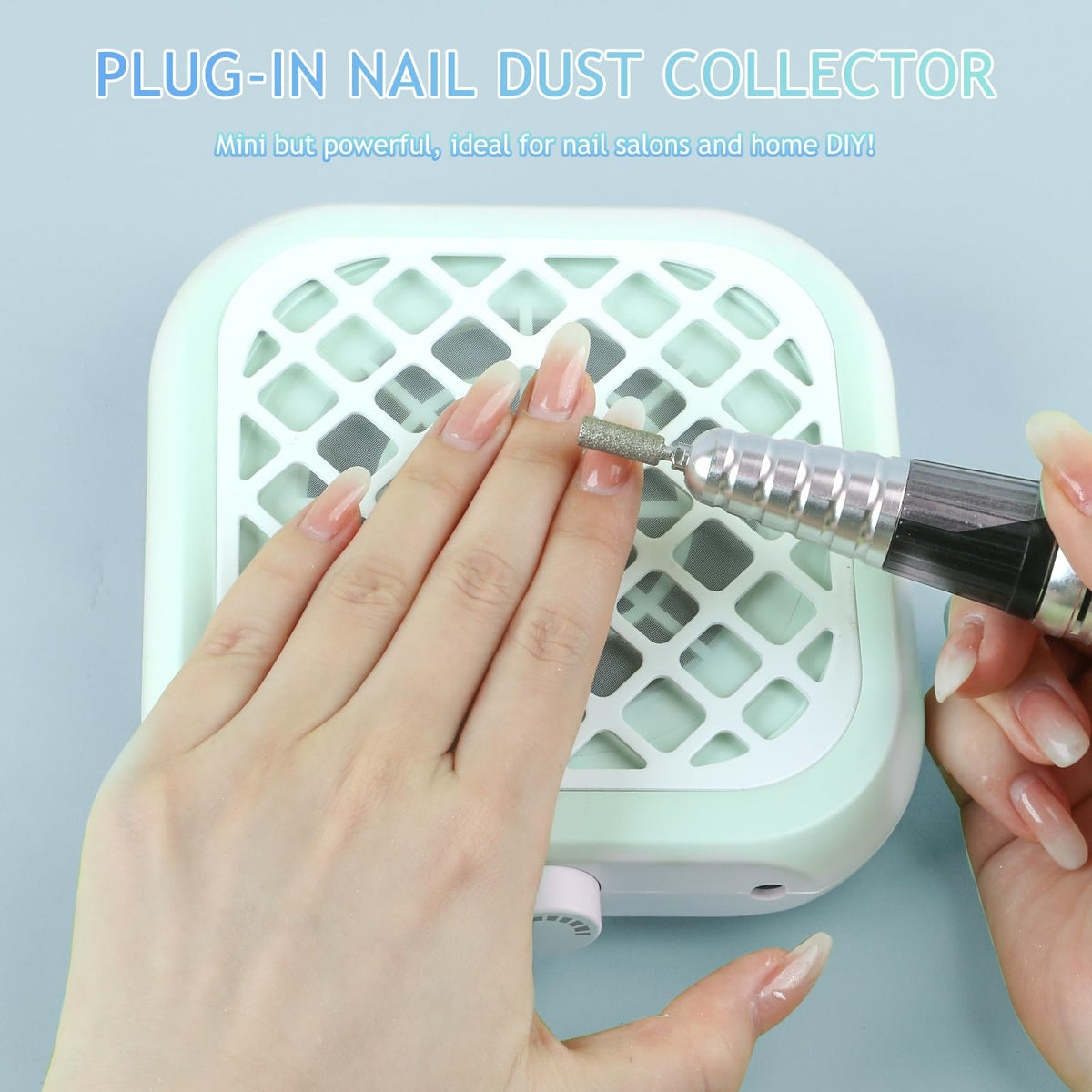 BOMOQING Mini Nail Dust Collector one button switch for quick control.
