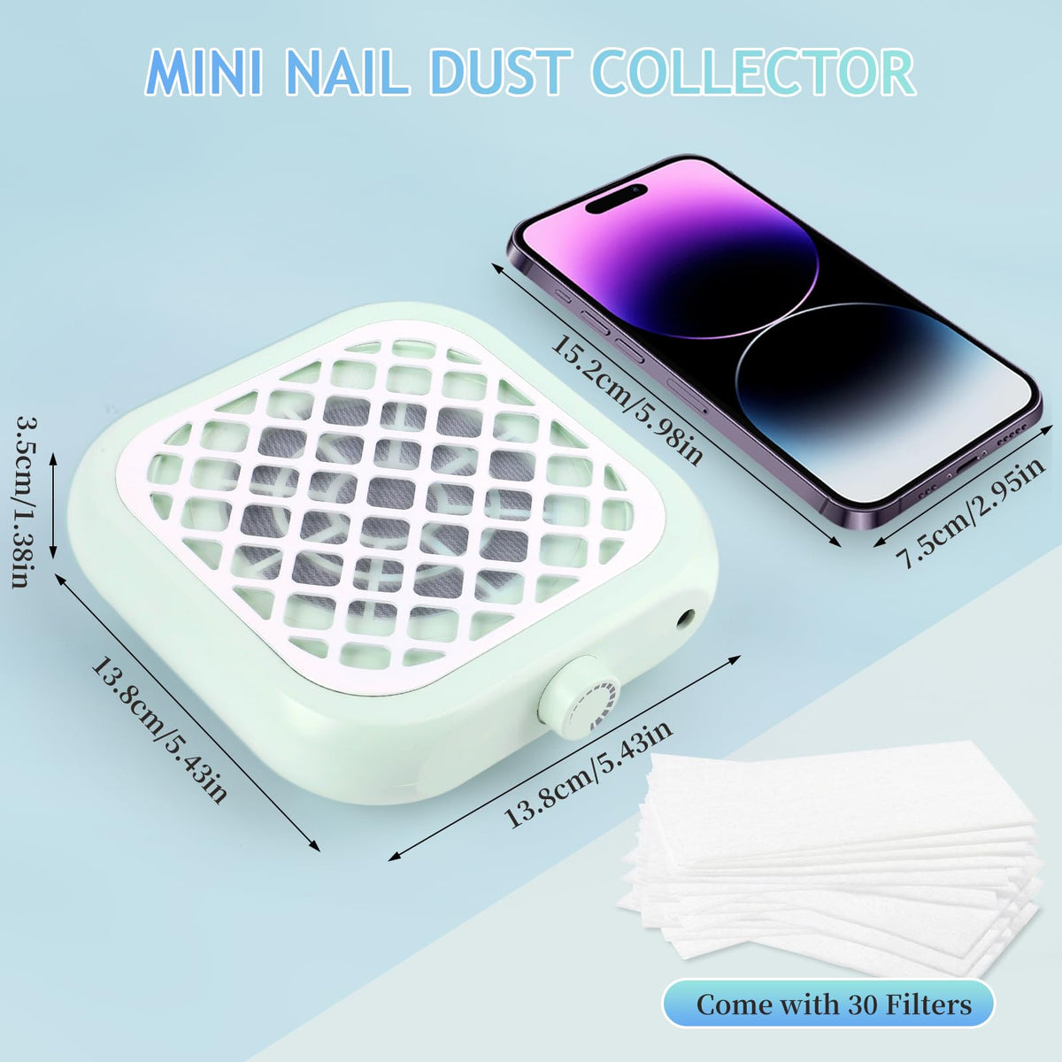 BOMOQING Mini Nail Dust Collector with powerful suction captures dust efficiently.
