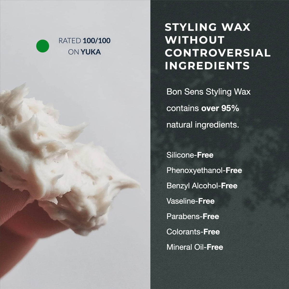 Bon Sens strong hold hands applying wax on dry hair for flexible styling