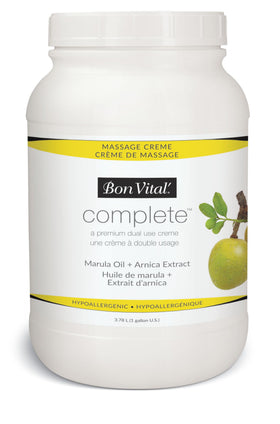 Bon Vital' Complete Massage Creme in bulk 1-gallon container for spa and clinic use.
