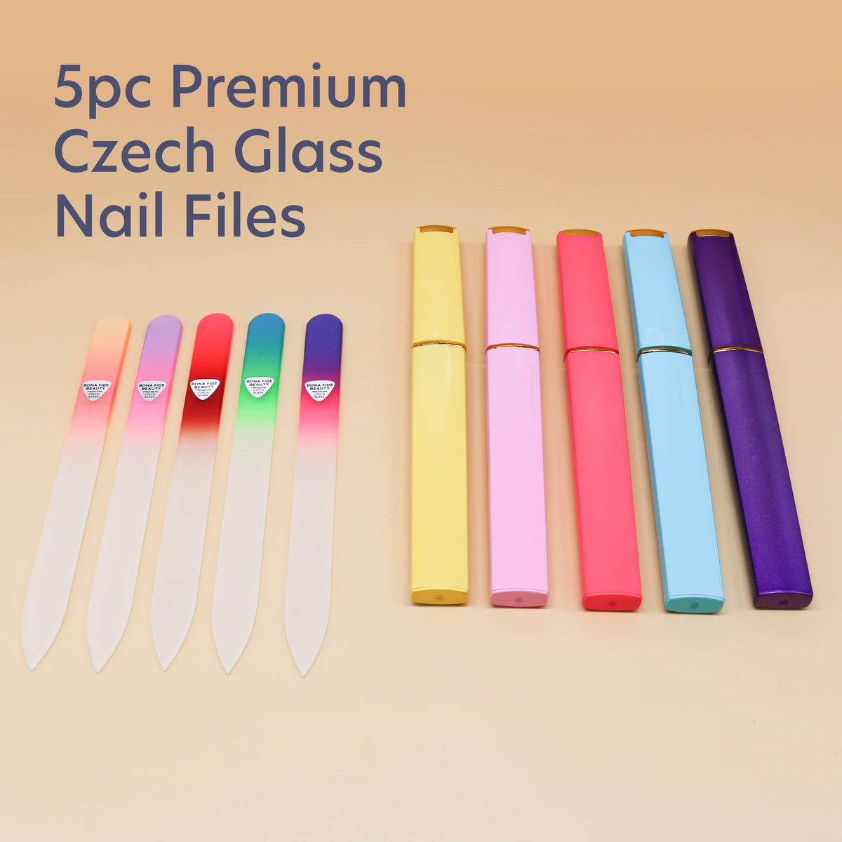 Close-up of crystal-etched glass nail file showing fine grit and precision