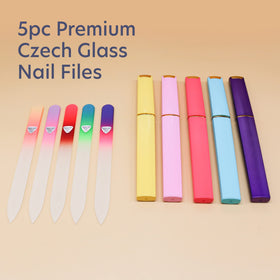 Close-up of crystal-etched glass nail file showing fine grit and precision