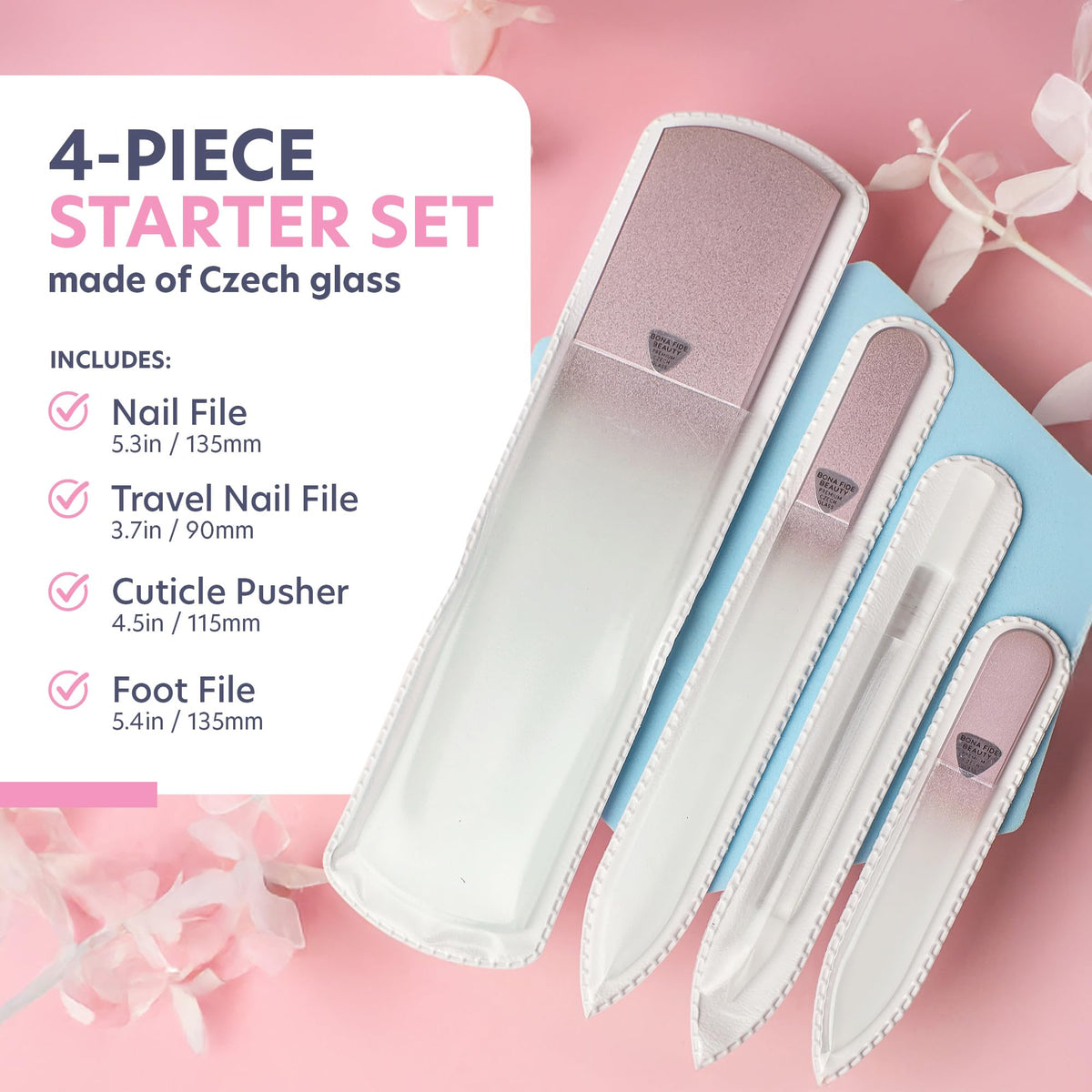 Bona Fide Beauty medium glass nail file for precise shaping and keratin sealing
