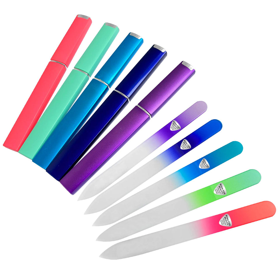 Bona Fide Beauty Czech Glass Files Malibu set for home manicure.