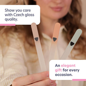 Bona Fide Beauty easy-to-wash glass nail files after use for quick maintenance.