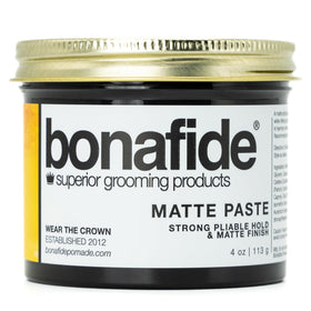 Bonafide Pomade Matte Paste packaging front shows brand for quick recognition