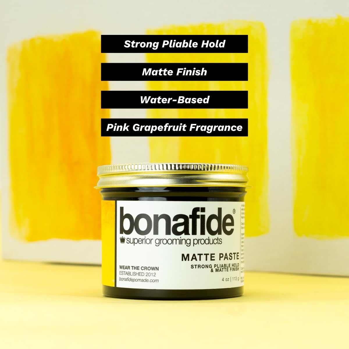 Bonafide Pomade Matte Paste tub open reveals creamy texture ready to scoop