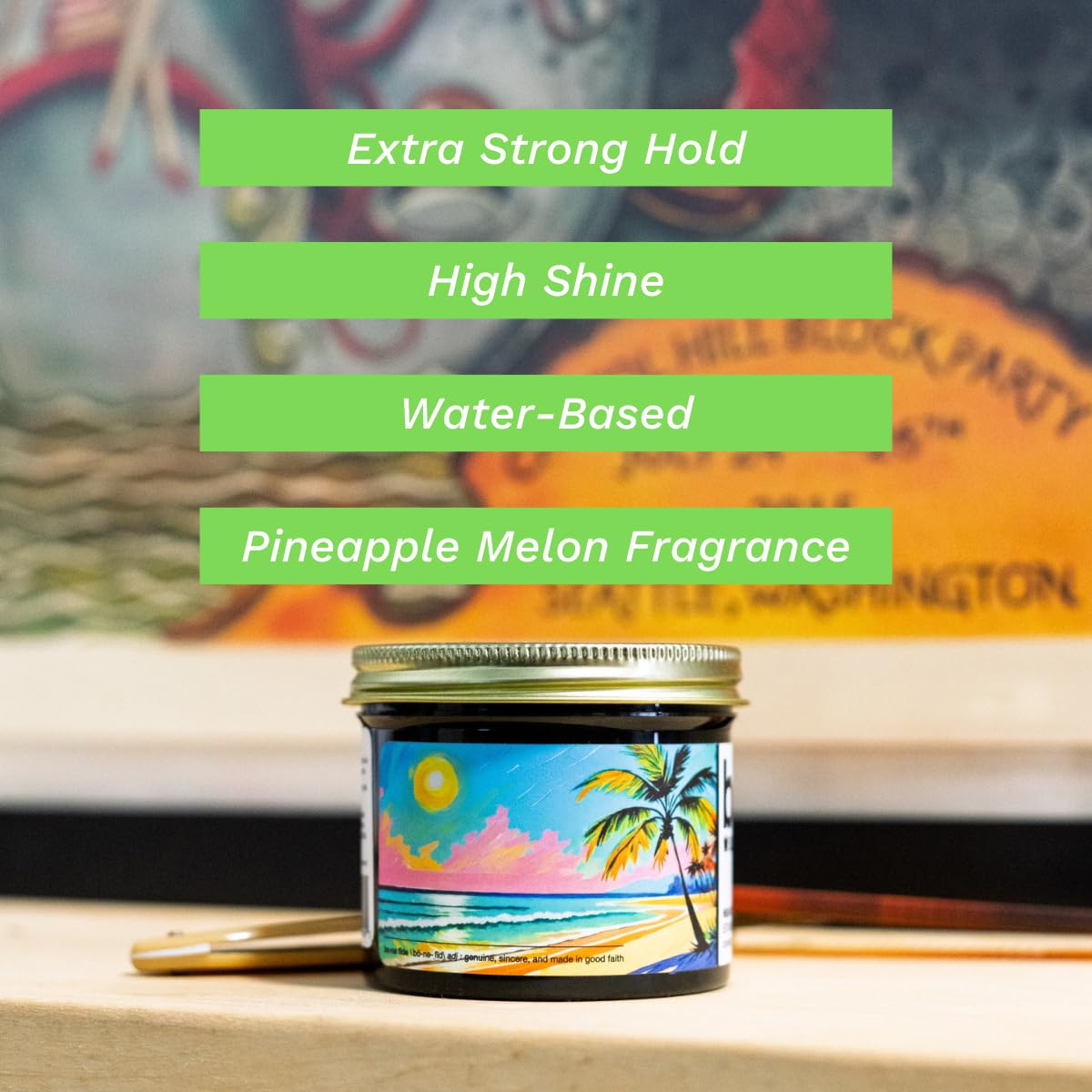 Bona Fide Pomade Summer Edition bottle side showing durable hold.