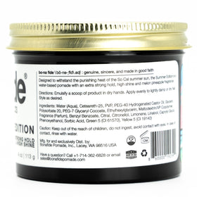 Bona Fide Pomade Summer Edition packaging and 4 oz size for travel.