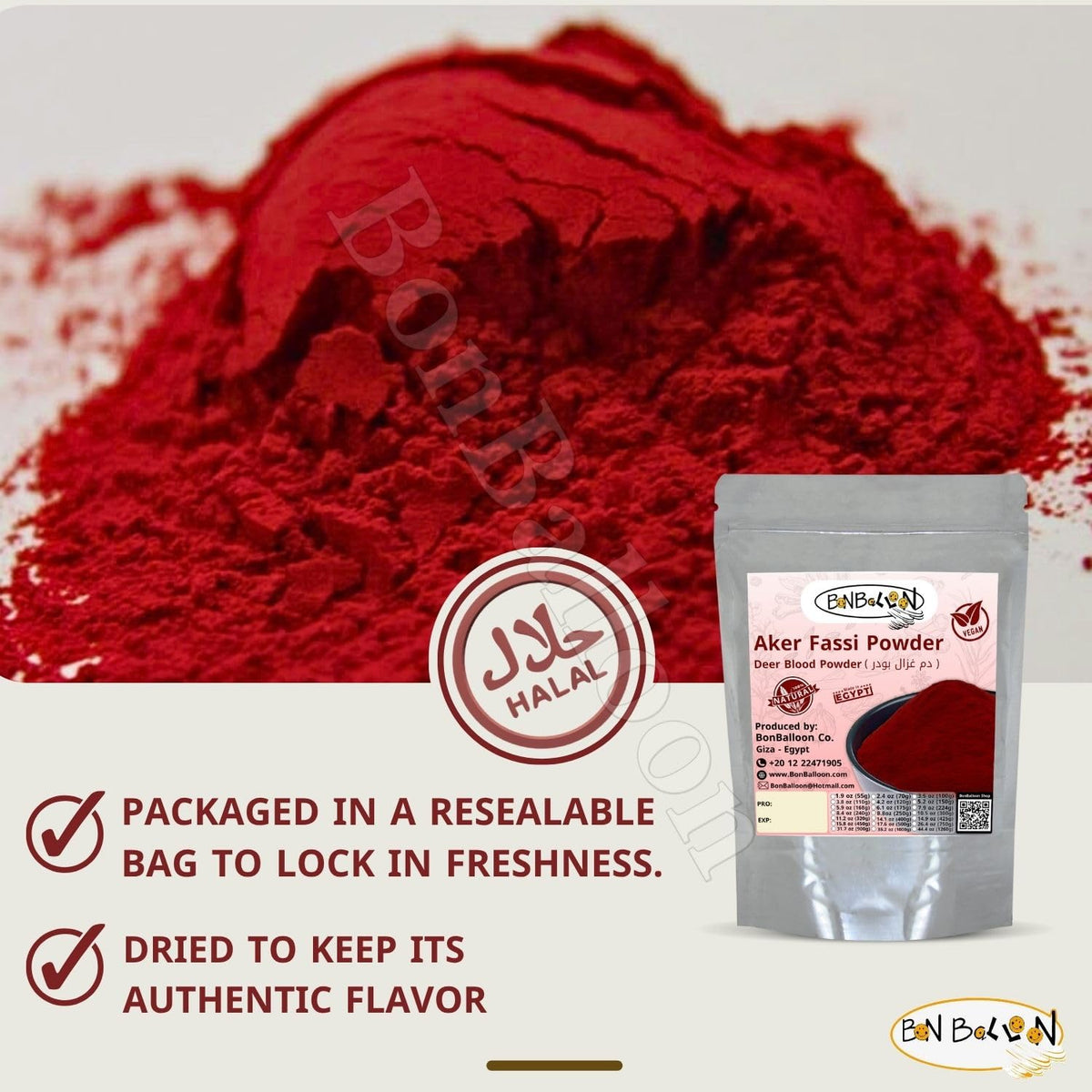 bonballoon Aker Fassi deer blood powder with scoop for measuring