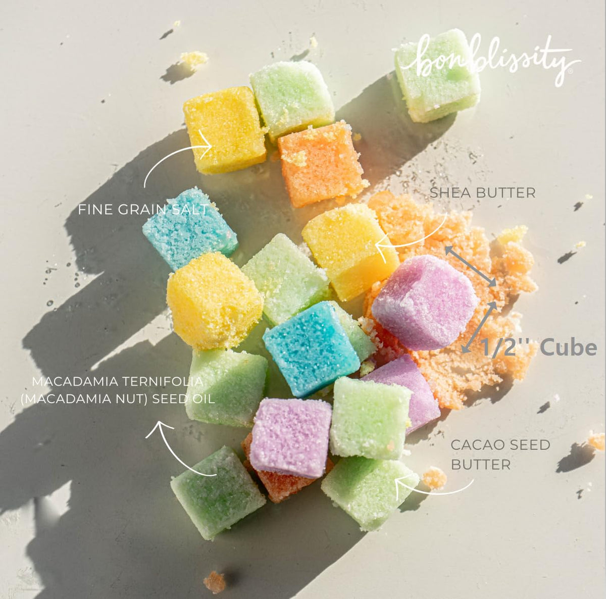 Six fragrances in Bonblissity Sugar Cubes invite mood-matching spa sessions.