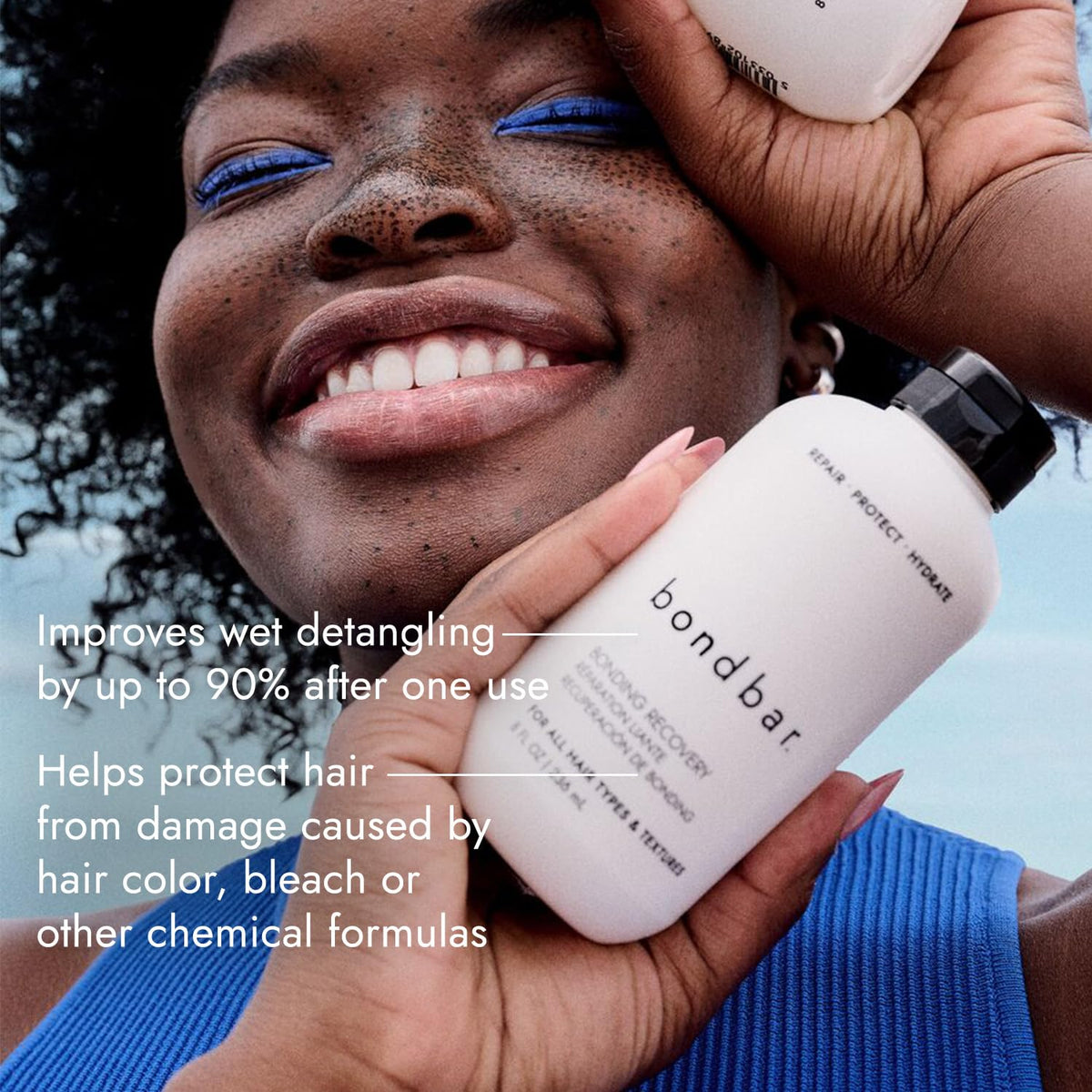 Bondbar Treatment applied to hair demonstrates even, easy distribution.