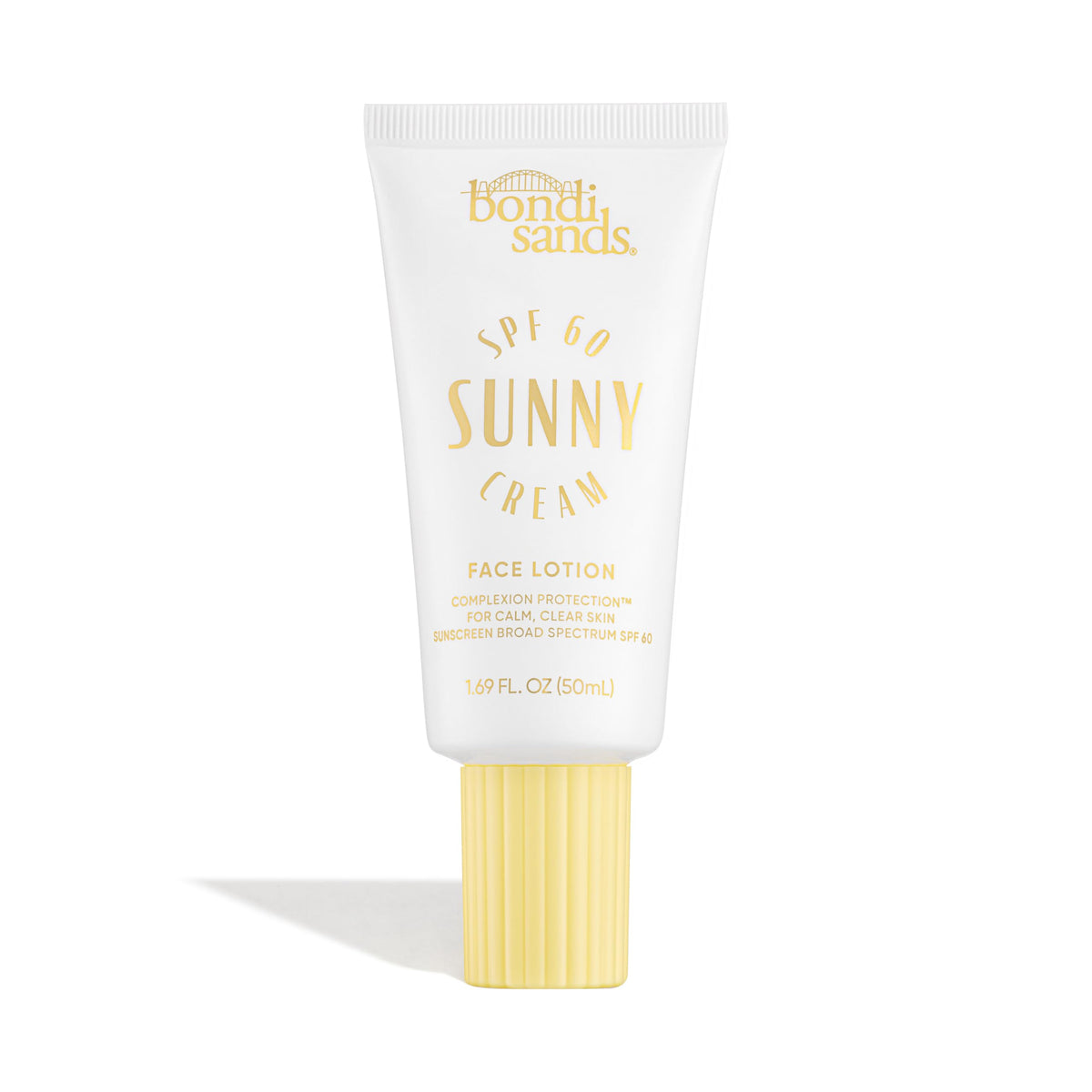 Bondi Sands Sunny Cream SPF 60 face lotion showcases a smooth, protective formula for daily use