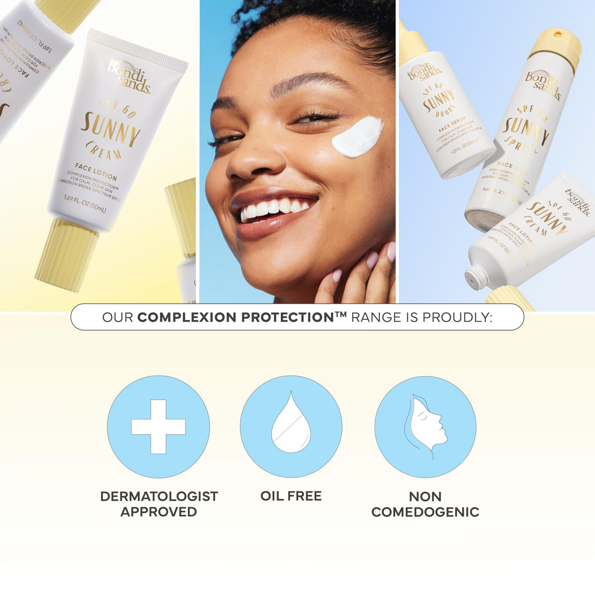 Bondi Sands Sunny Cream SPF 60 tube packaging ready for easy application