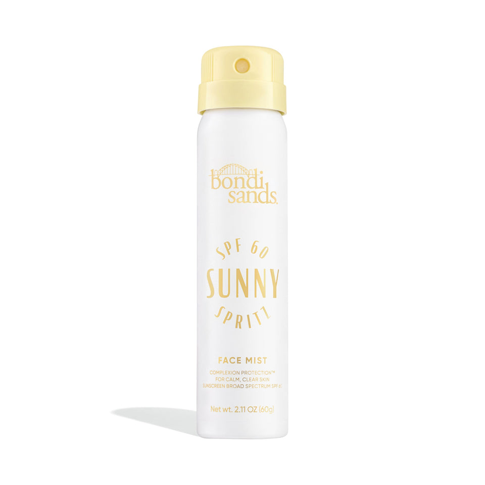Bondi Sands Sunny Spritz SPF 60 bottle closeup showing oil-free hydration and sun protection