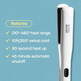 BondiBoost Aloe Plated Flat Iron 1inch side view highlighting ergonomic design