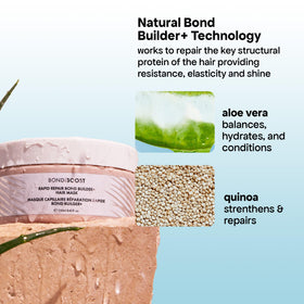 Hands applying BondiBoost mask, distributing evenly through hair.