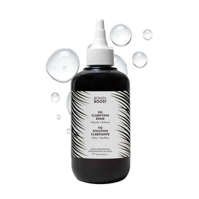 BondiBoost HG Clarifying Rinse bottle highlighting aloe-based detox for scalp balance.