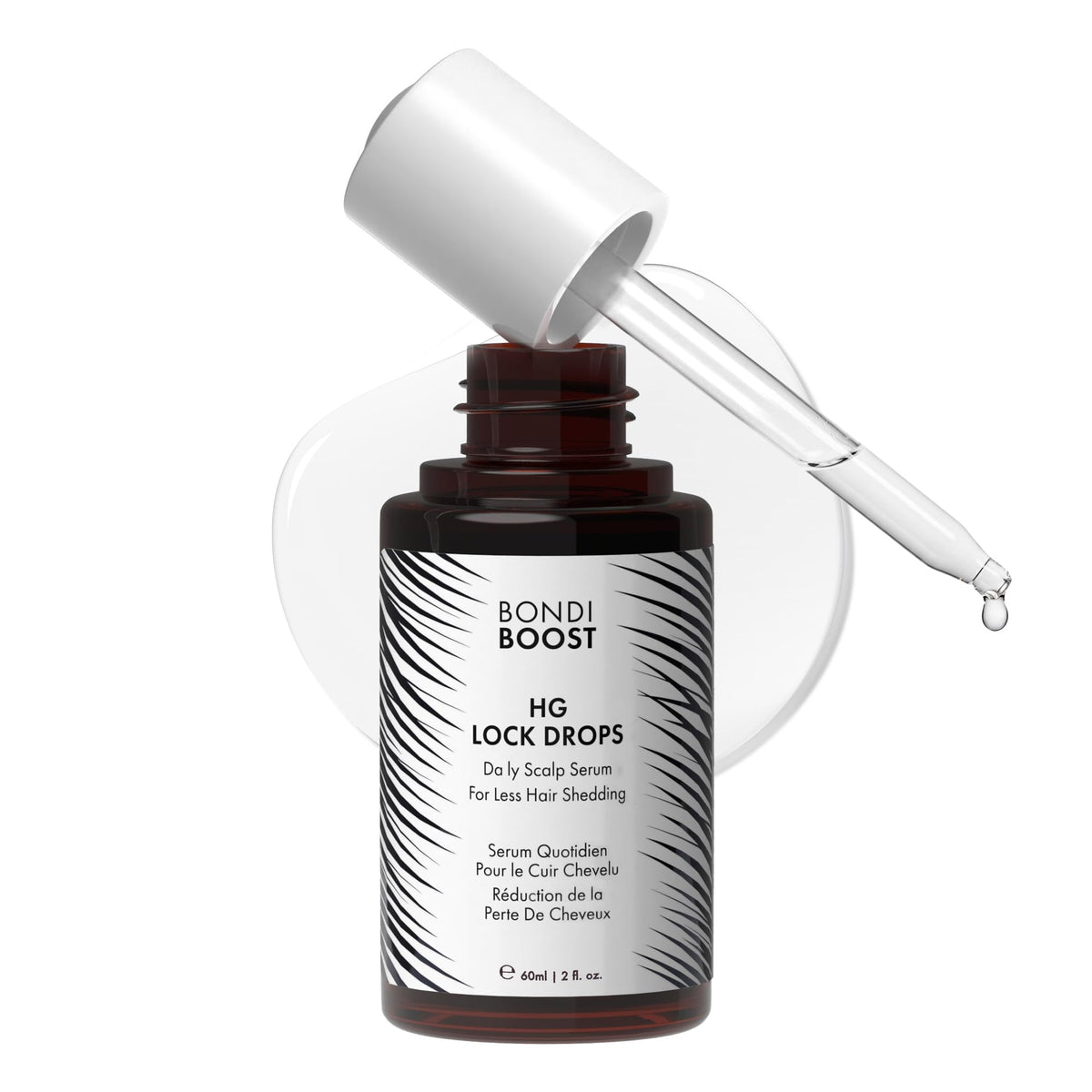 BondiBoost HG Lock Drops bottle ready for daily scalp application.