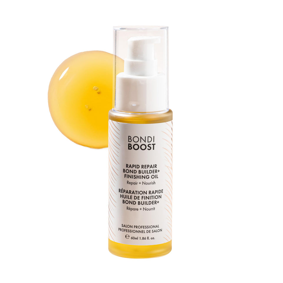 BondiBoost Rapid Repair Oil bottle showing nourishing formula for damaged hair
