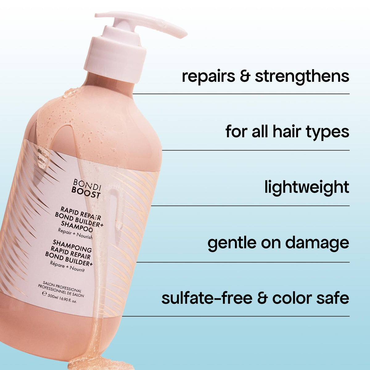 BondiBoost Rapid Repair bottle pump close-up highlighting cleansing action