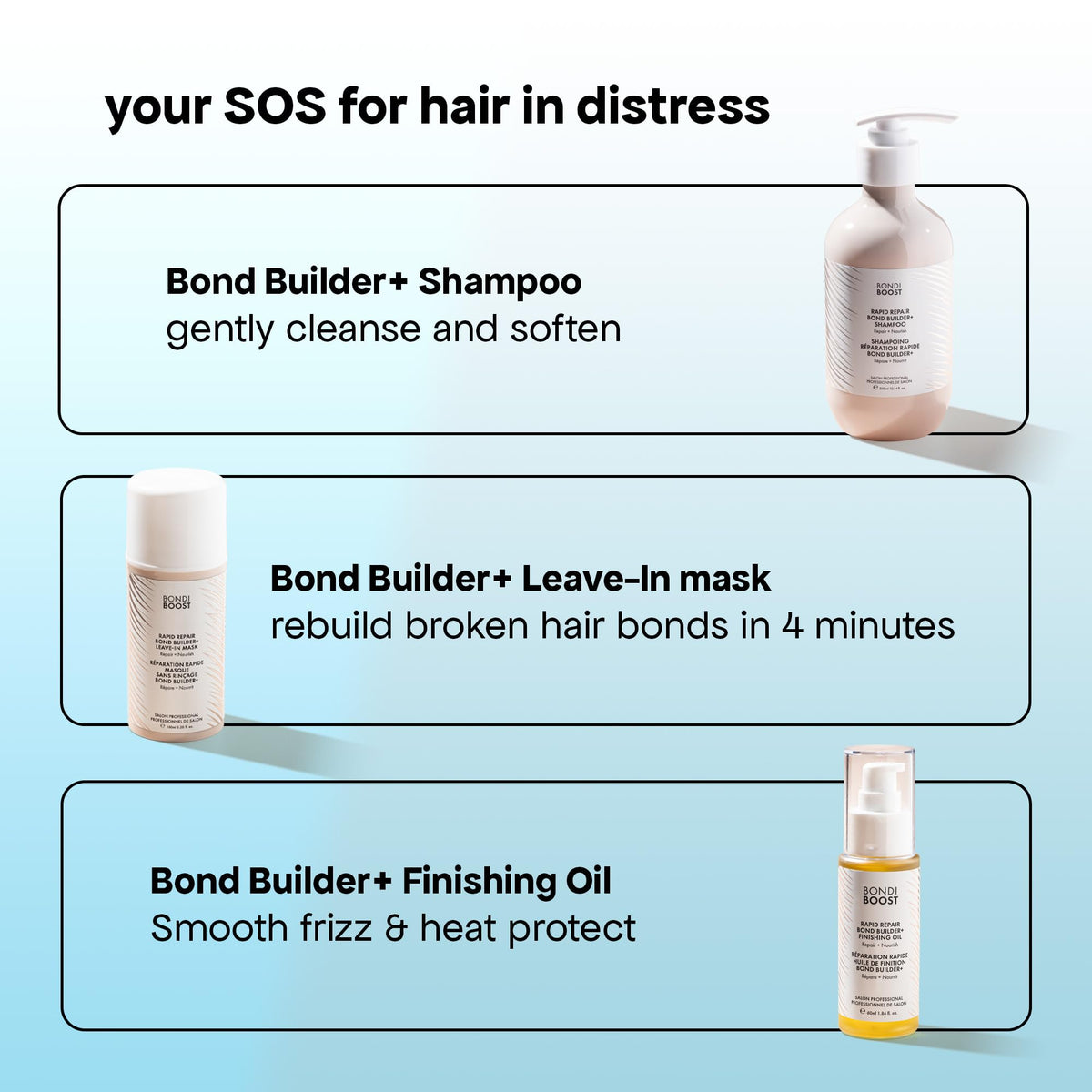 Hair after BondiBoost treatment with added shine and smoother texture
