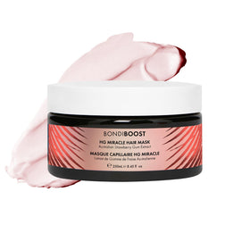 BONDIBOOST Strawberry Gum Hair Mask jar close-up showing creamy deep conditioning texture.