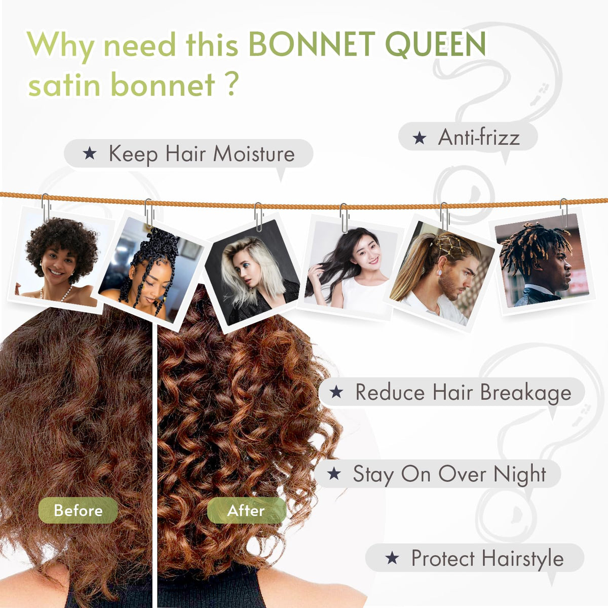 BONNET QUEEN worn for bedtime routine with secure comfort
