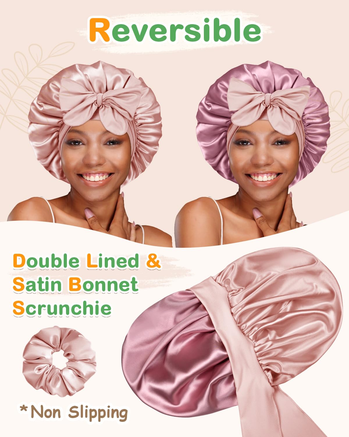 Bonnet Queen adjustable tie-band silk bonnet with non-slip fit