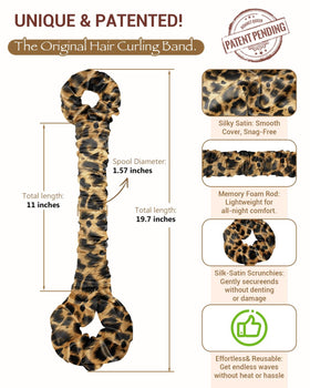 Bonnet Queen leopard satin curler closeup showing soft material and grip.