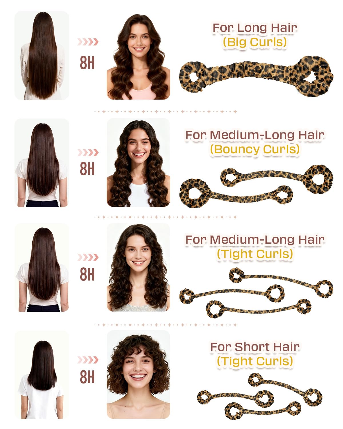 BONNET QUEEN leopard scrunchie with large heatless rod for secure styling.