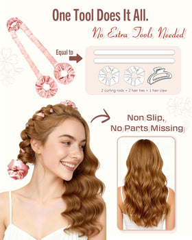 BONNET QUEEN satin curl rod set with soft wrap for gentle, frizz-reducing styling.