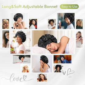 BONNET QUEEN satin sleep cap close-up highlights gentle satin sheen for hair care