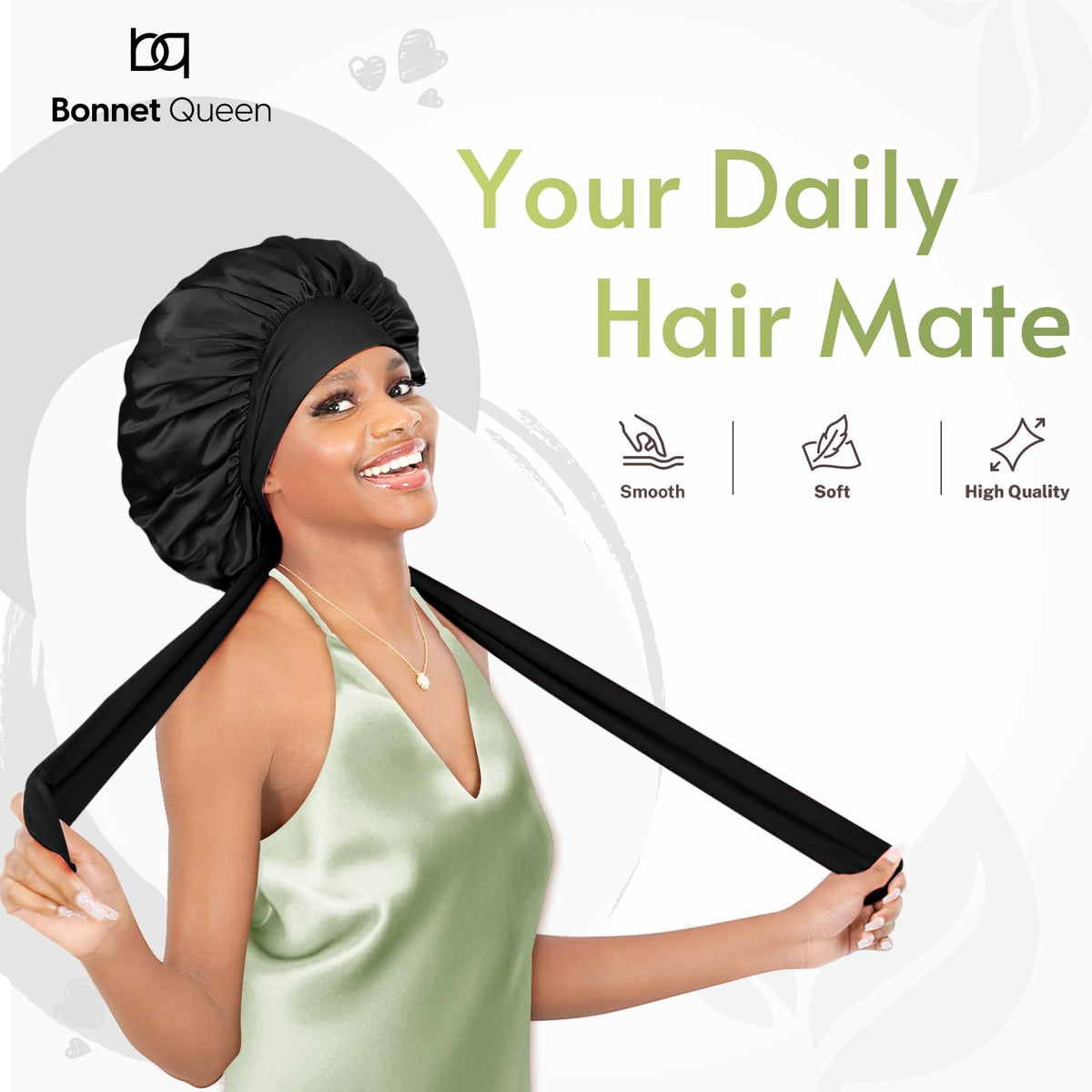 BONNET QUEEN sleep cap worn on model to illustrate overnight comfort and fit