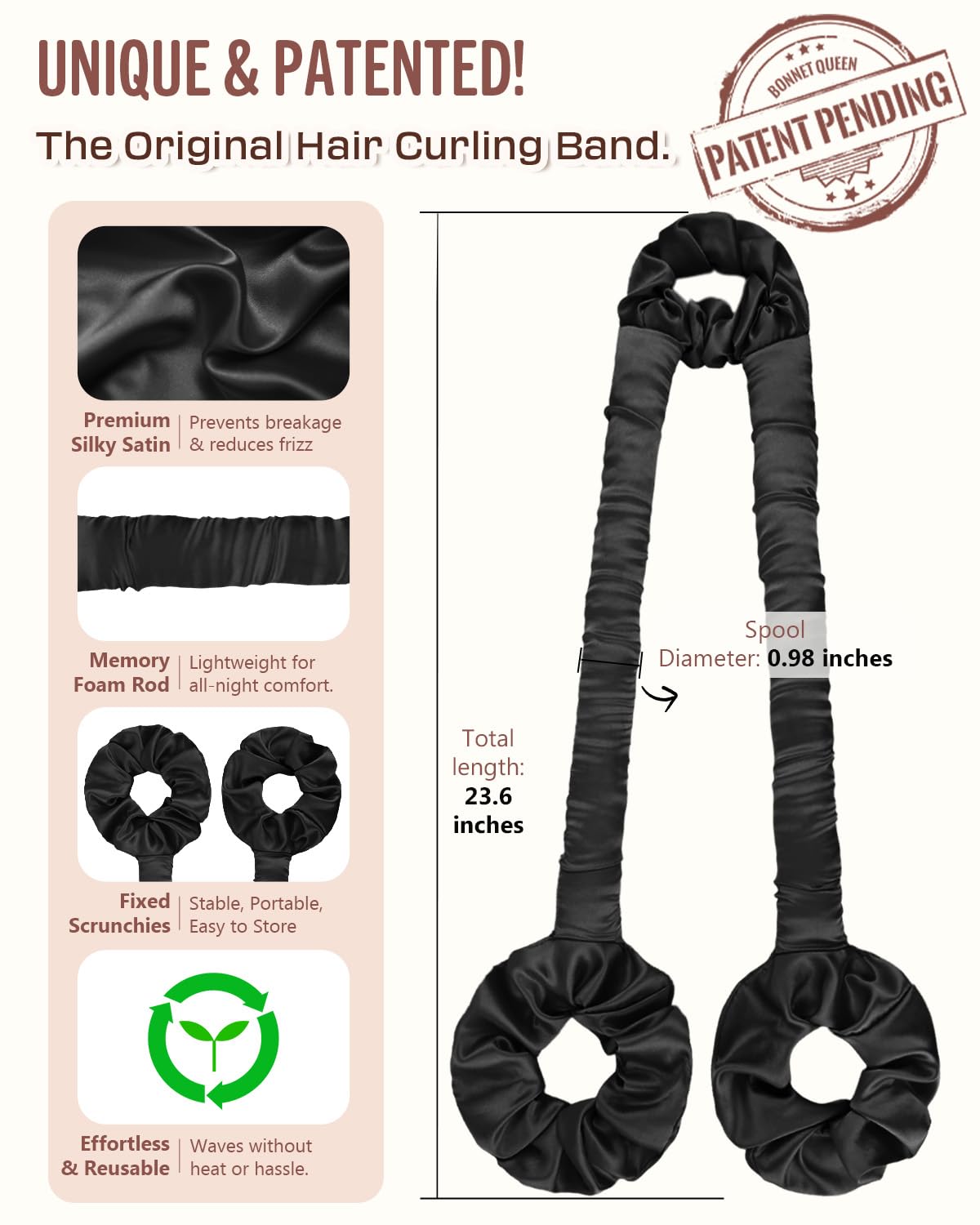 BONNET QUEEN travel-friendly design for on-the-go heatless curls