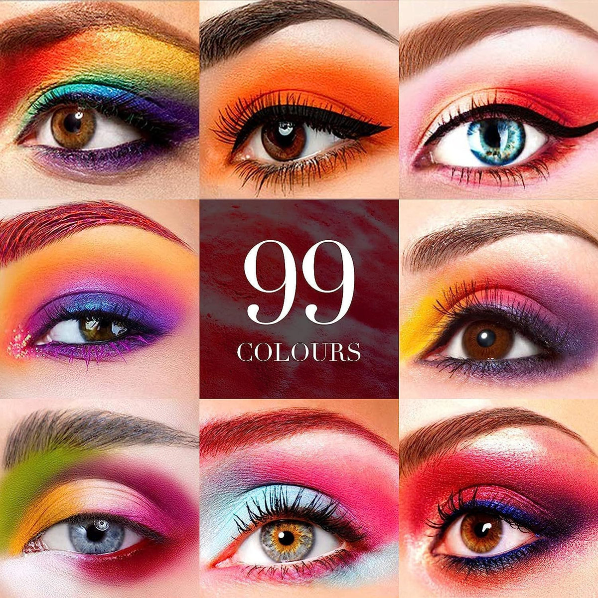 BONNIE CHOICE 99 Colors Eyeshadow Palette hero-shades-mattes-shimmers demonstrates versatile textures for day-to-night looks.