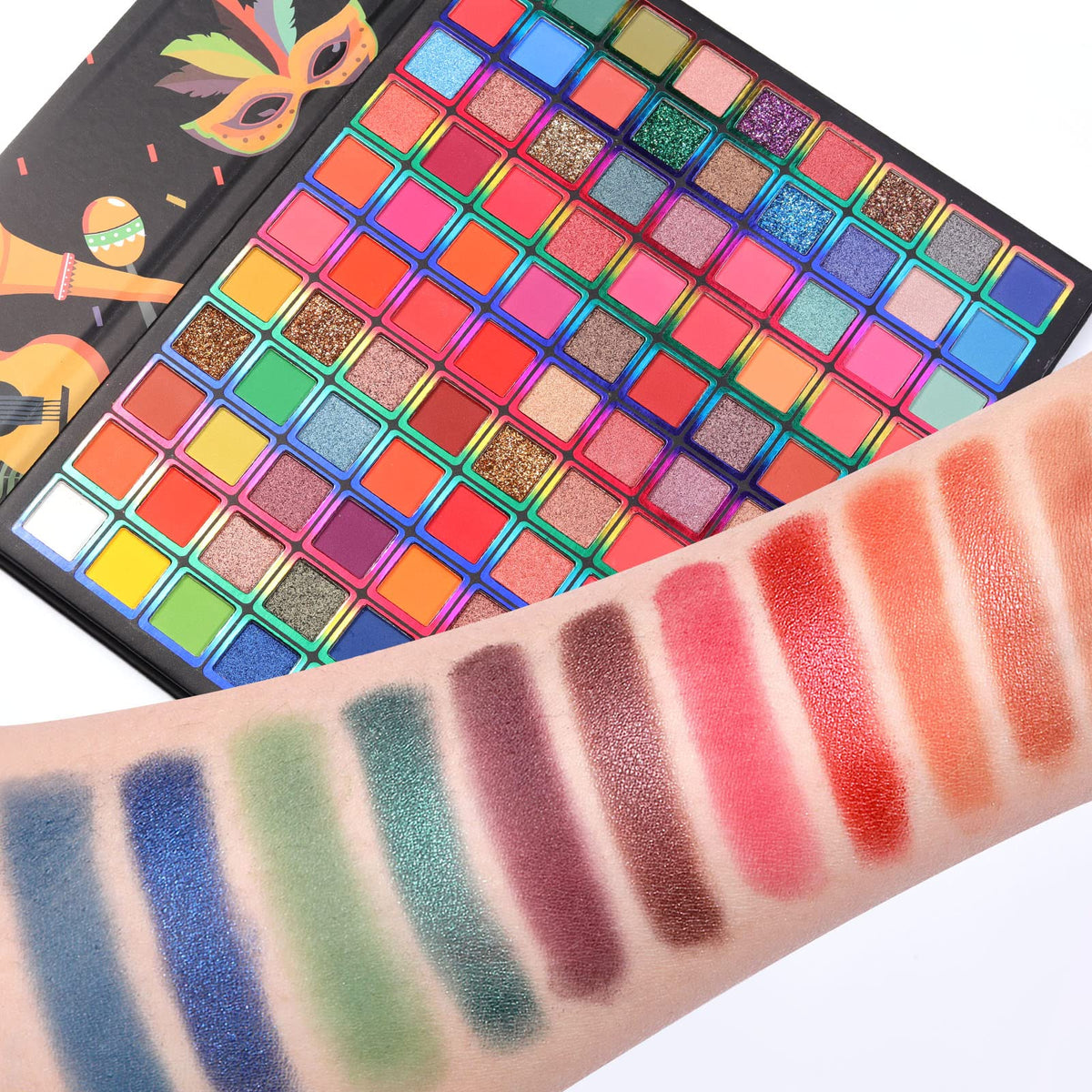 BONNIE CHOICE 99 Colors Eyeshadow Palette waterproof-swatches offer long-lasting color through activities.