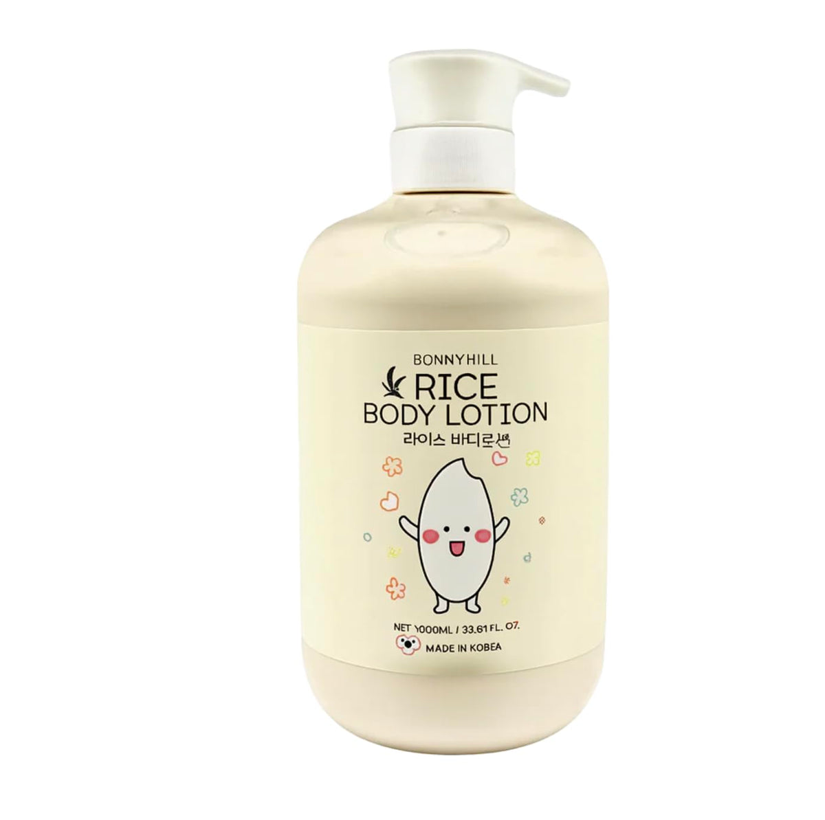 BonnyHill Rice Body Lotion bottle with pump for easy, long-lasting moisture.