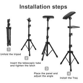 Bontop tattoo arm rest stand with metal legs and rubber ends provide stability and floor protection.