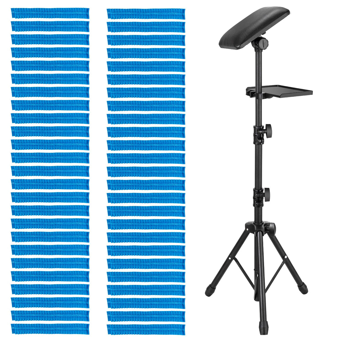Bontop tattoo arm rest stand with tray side view provides ergonomic support during sessions.
