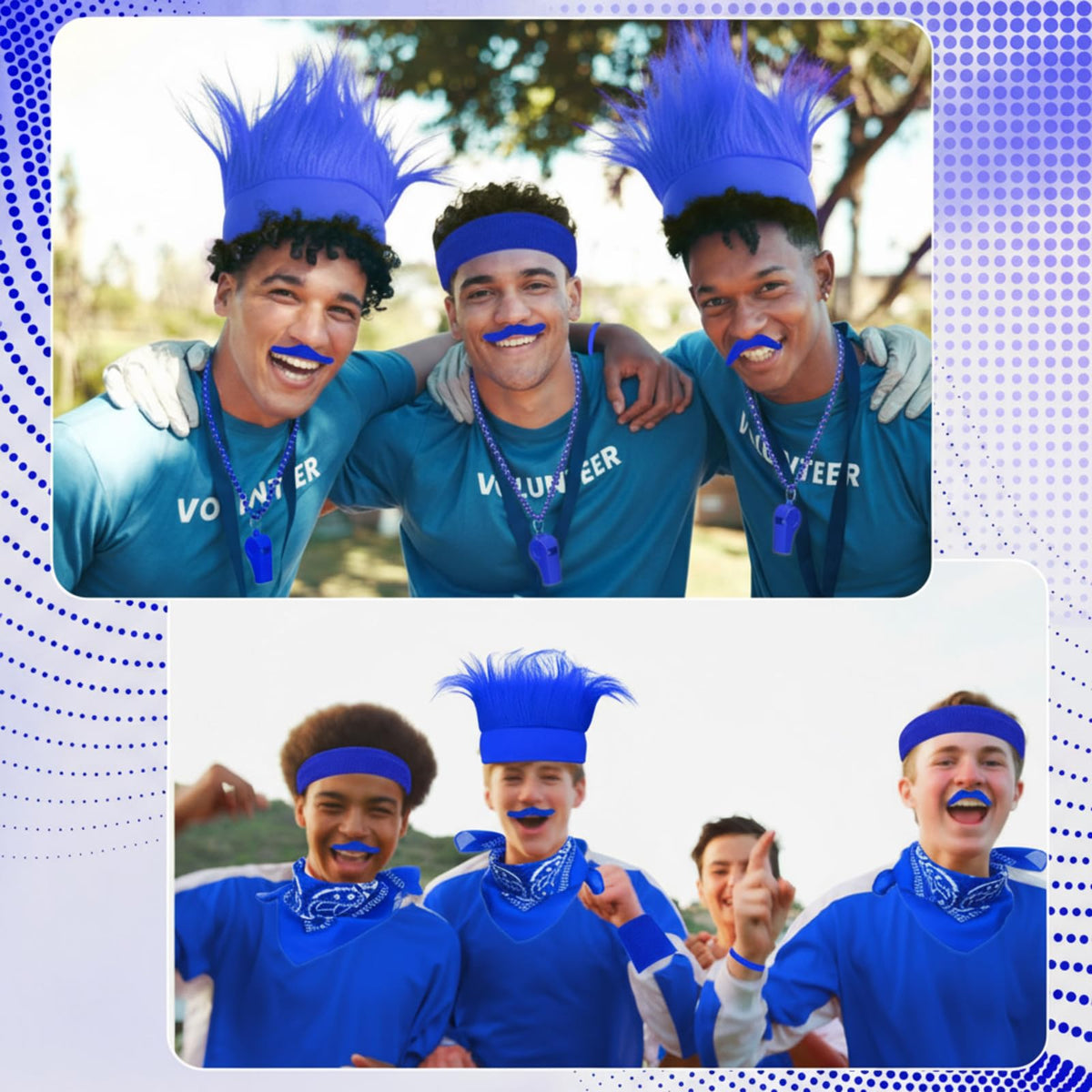 Bonuci blue sport headband stays secure while shouting